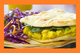 Curried Orange Chicken Naan Sandwiches